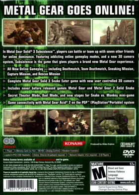 Metal Gear Solid 3 - Subsistence (Japan) (Shokai Seisanban) box cover back